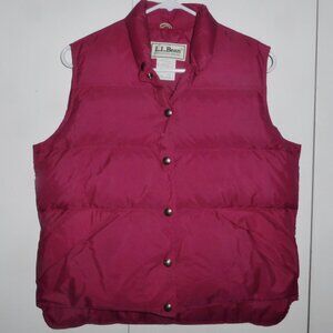 LL Bean Goose Down Puffer Vest Womens LARGE Raspberry Pink Outdoor Hiking USA